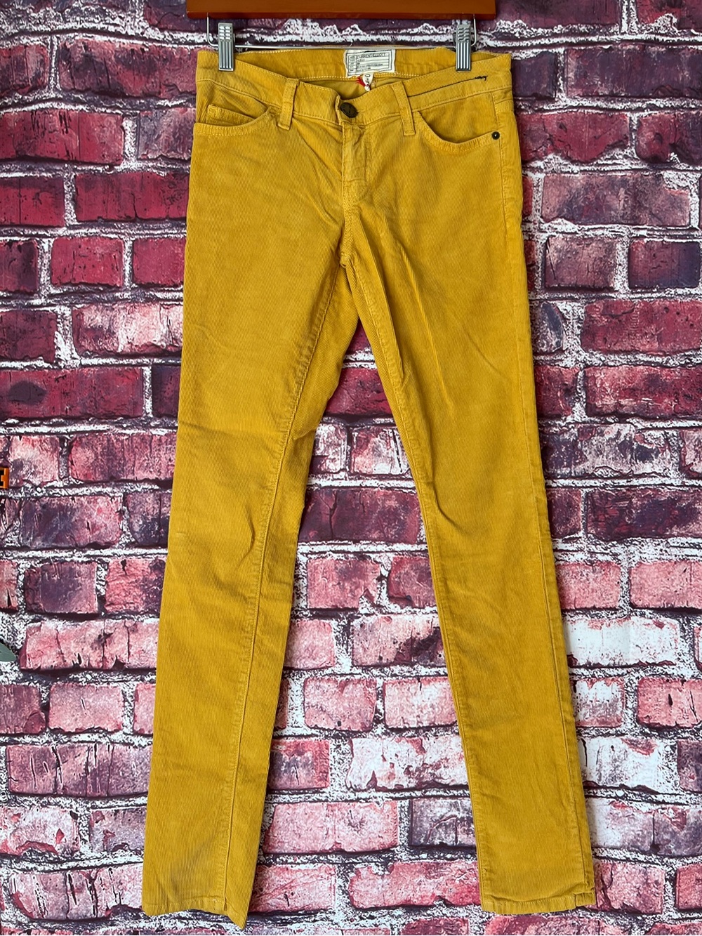 Current/Elliott The Skinny Corduroy Pants Vintage Mustard NWT Size 25 Low Rise